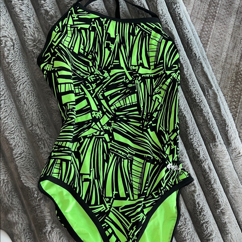 Dolfin Green and Black Graphic One Piece Swimsuit